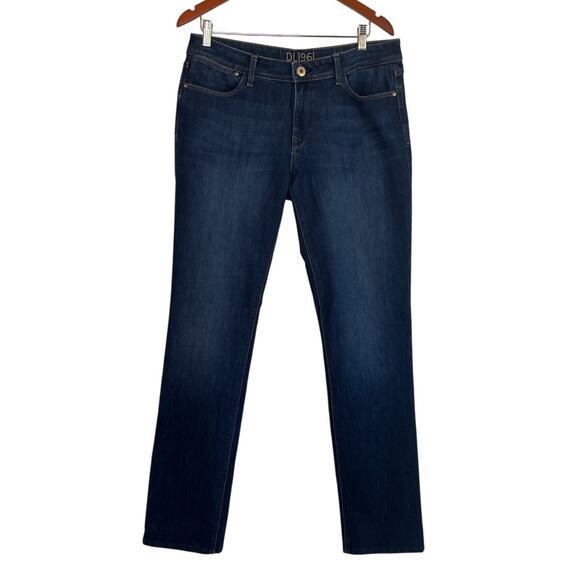 DL1961 Denim - DL1961 Coco Curvy Straight Jeans Size 32 / 14 Dark Wash Stretch Denim Mid Rise
